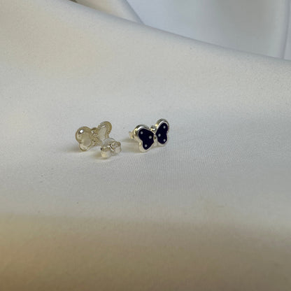 Sterlingsilber Lila Emaille Schmetterling Ohrstecker