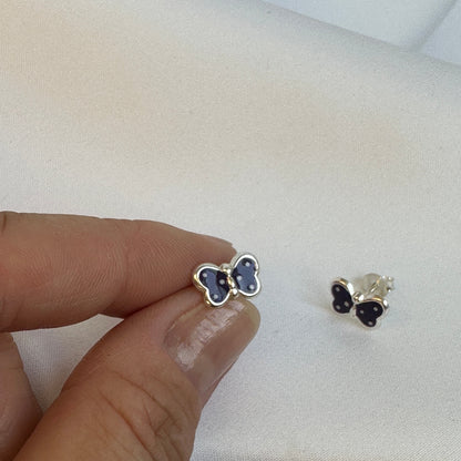 Sterlingsilber Lila Emaille Schmetterling Ohrstecker