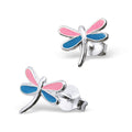 Sterlingsilber Blau & Rosa Emaille Libellen Ohrstecker