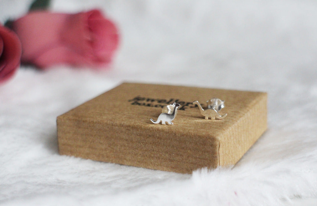 Sterlingsilber Diplodocus Dinosaurier Ohrstecker