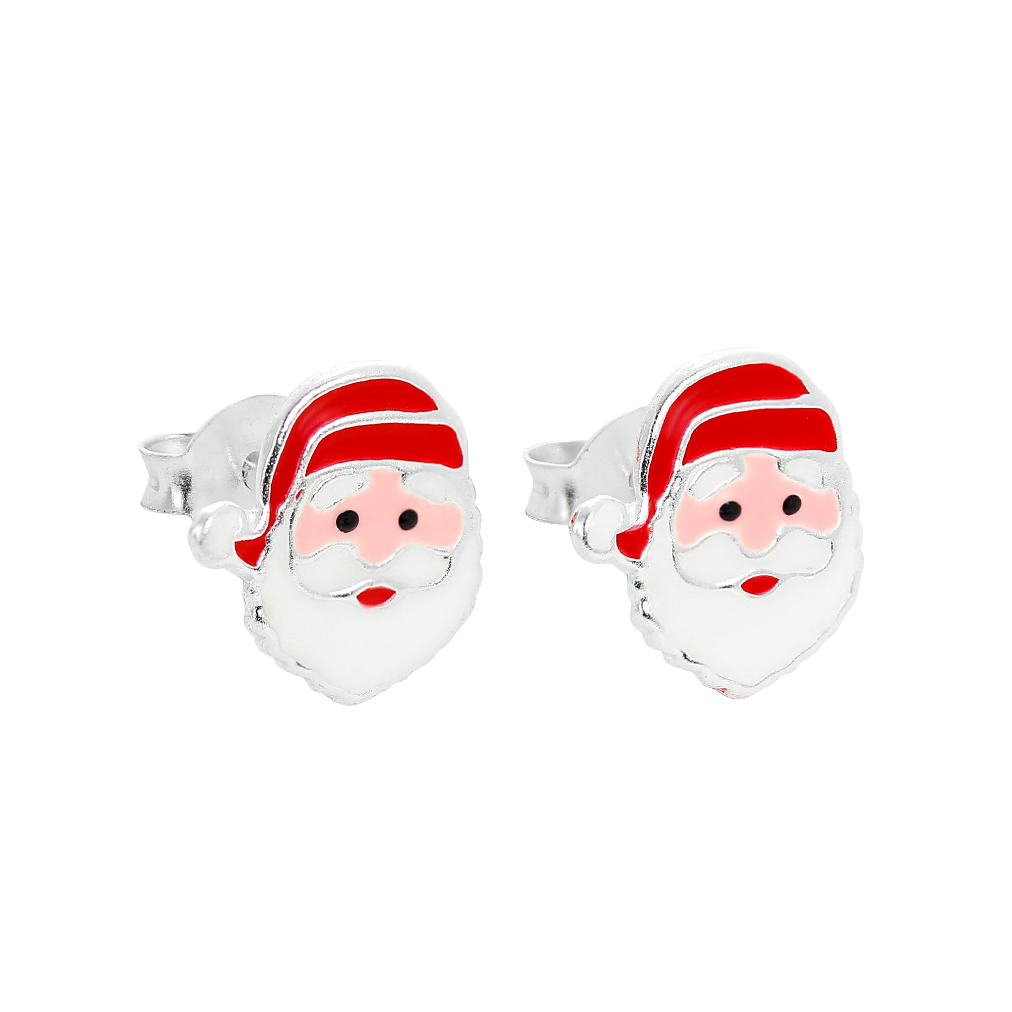 Niedlich Sterlingsilber & Emaille Weihnachtsmann Ohrstecker