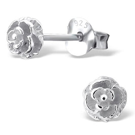 Sterlingsilber 4 mm Rose Blume Ohrstecker