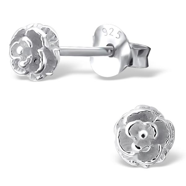 Sterlingsilber 4 mm Rose Blume Ohrstecker