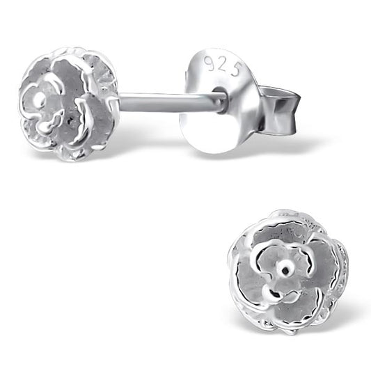 Sterlingsilber 4mm Rose Blume Ohrstecker
