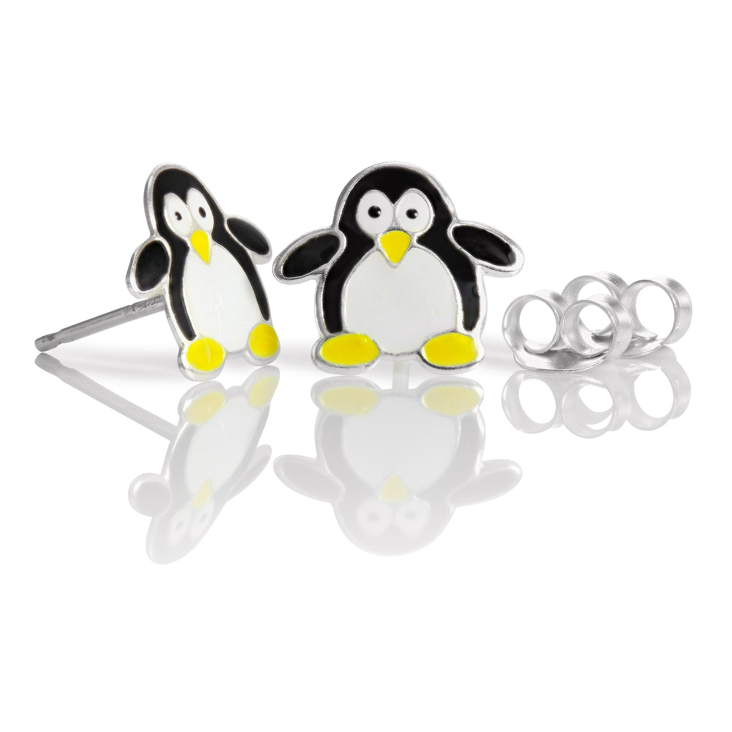 Sterlingsilber & Emaille Pinguin Ohrstecker