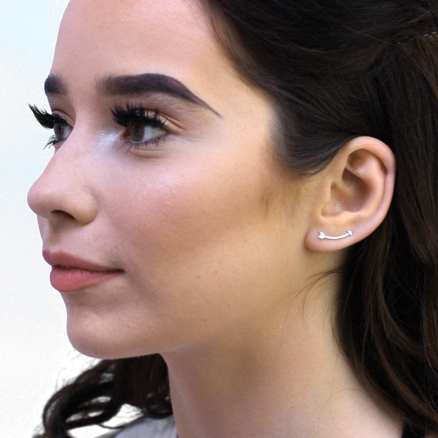 Sterlingsilber Gebogener Pfeil Ohrstift Kletter Ohrringe