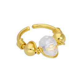 Vergoldeter Sterlingsilber-Septumring 22Ga im Bali-Stil mit Kügelchen und Kristall