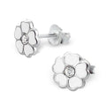 Sterlingsilber Kristall Blume Ohrstecker