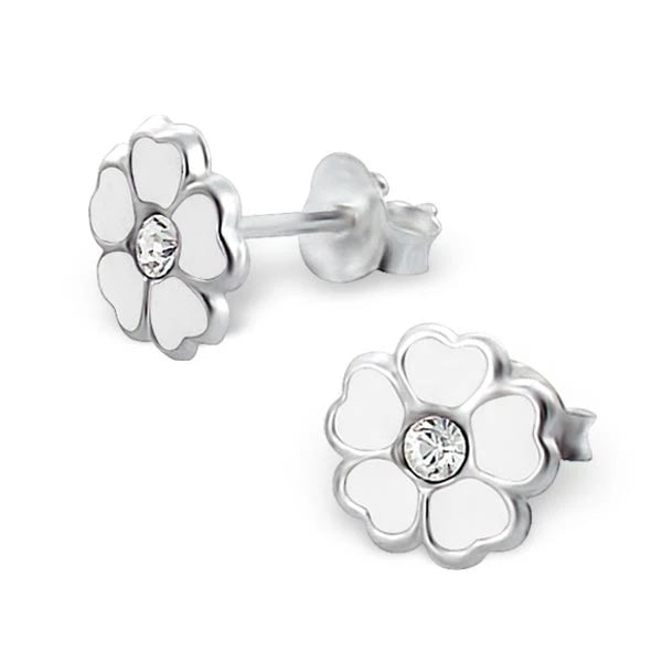 Sterlingsilber Kristall Blume Ohrstecker