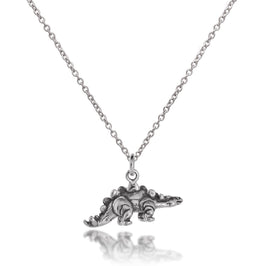 Halskette aus Sterlingsilber mit massivem 3D-Stegosaurus-Dinosaurier