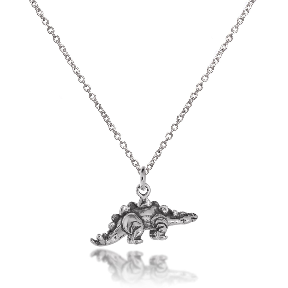Halskette aus Sterlingsilber mit massivem 3D-Stegosaurus-Dinosaurier