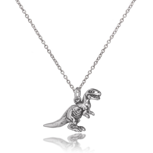 Sterling Silber massive Tyrannosaurus Rex Dinosaurier Halskette
