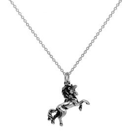 Sterlingsilber Springendes Einhorn Halskette an Spurenkette 40,5 - 56 cm