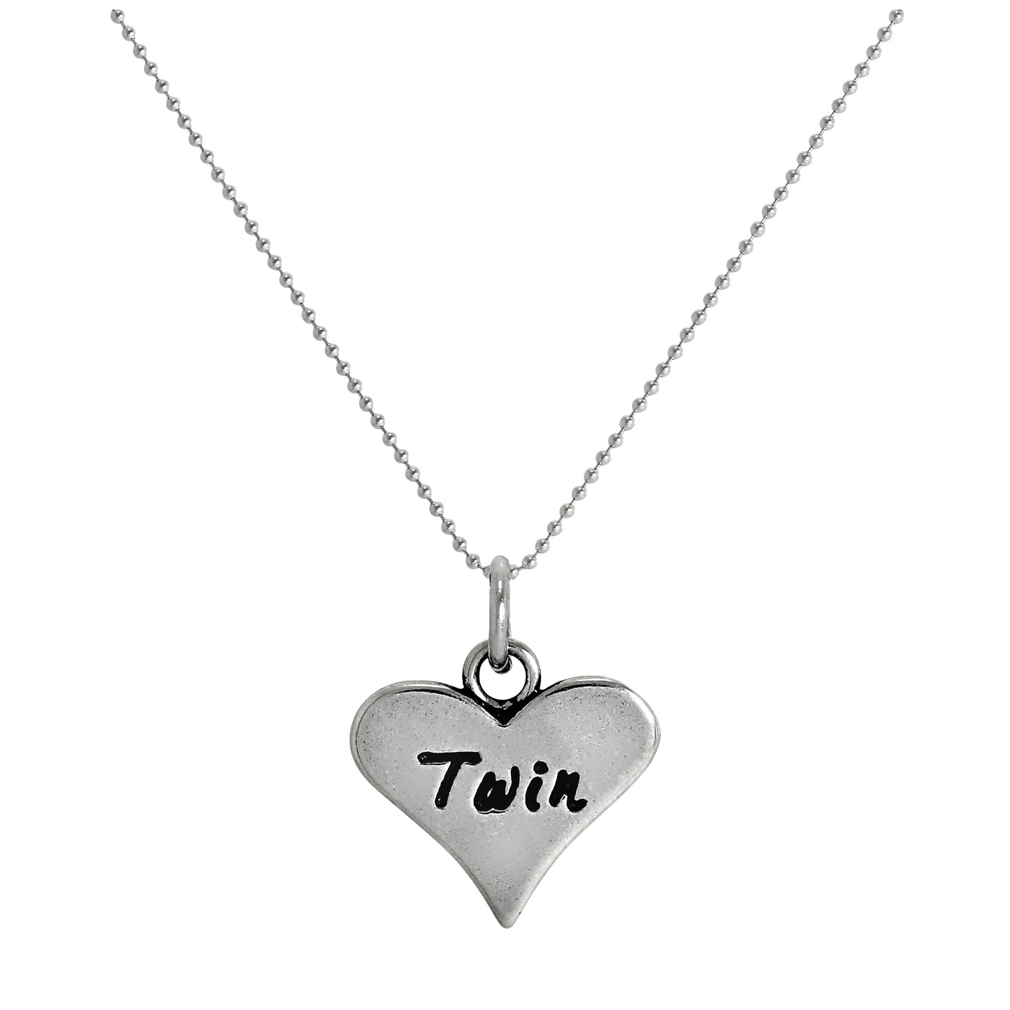 Sterling Silver Twin Heart Pendant Necklace 14 - 22 Inches