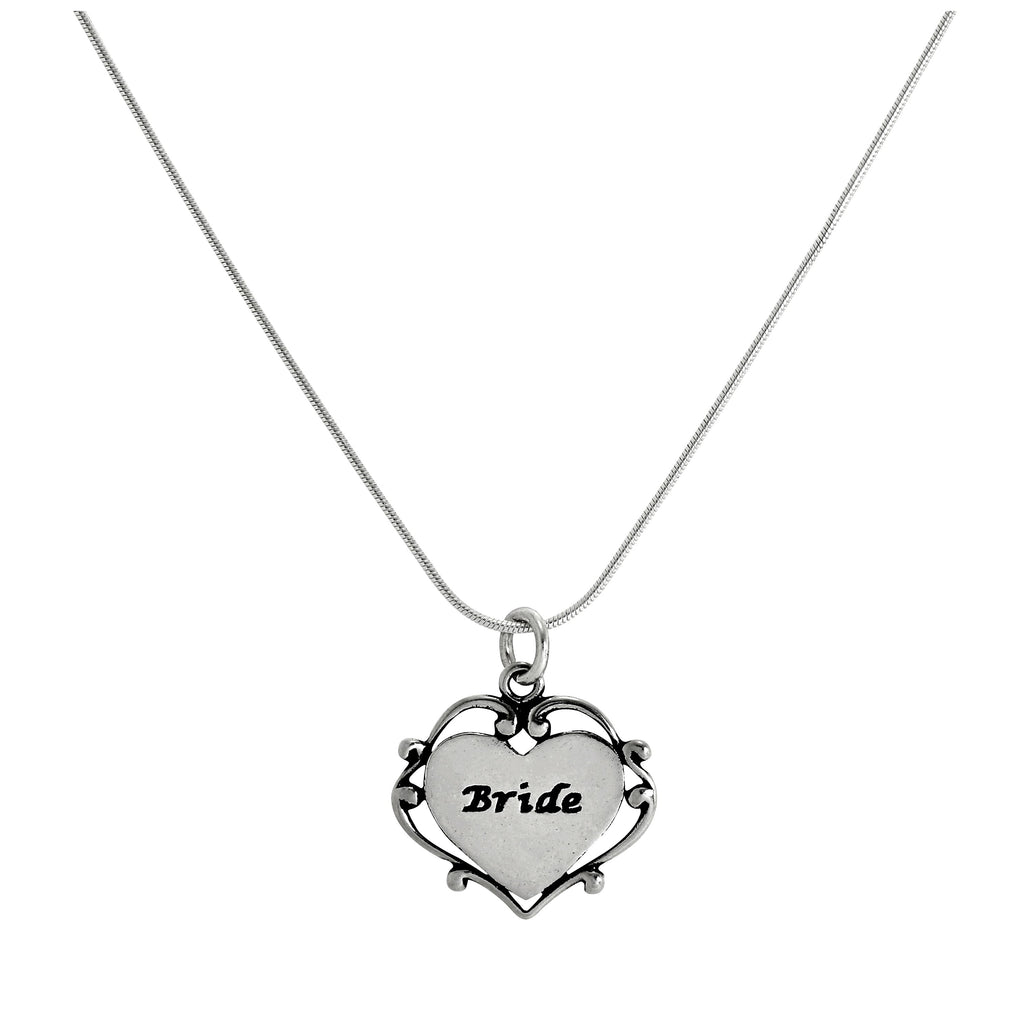 Halskette aus Sterlingsilber mit Braut-Herzanhänger, 35 - 55 cm