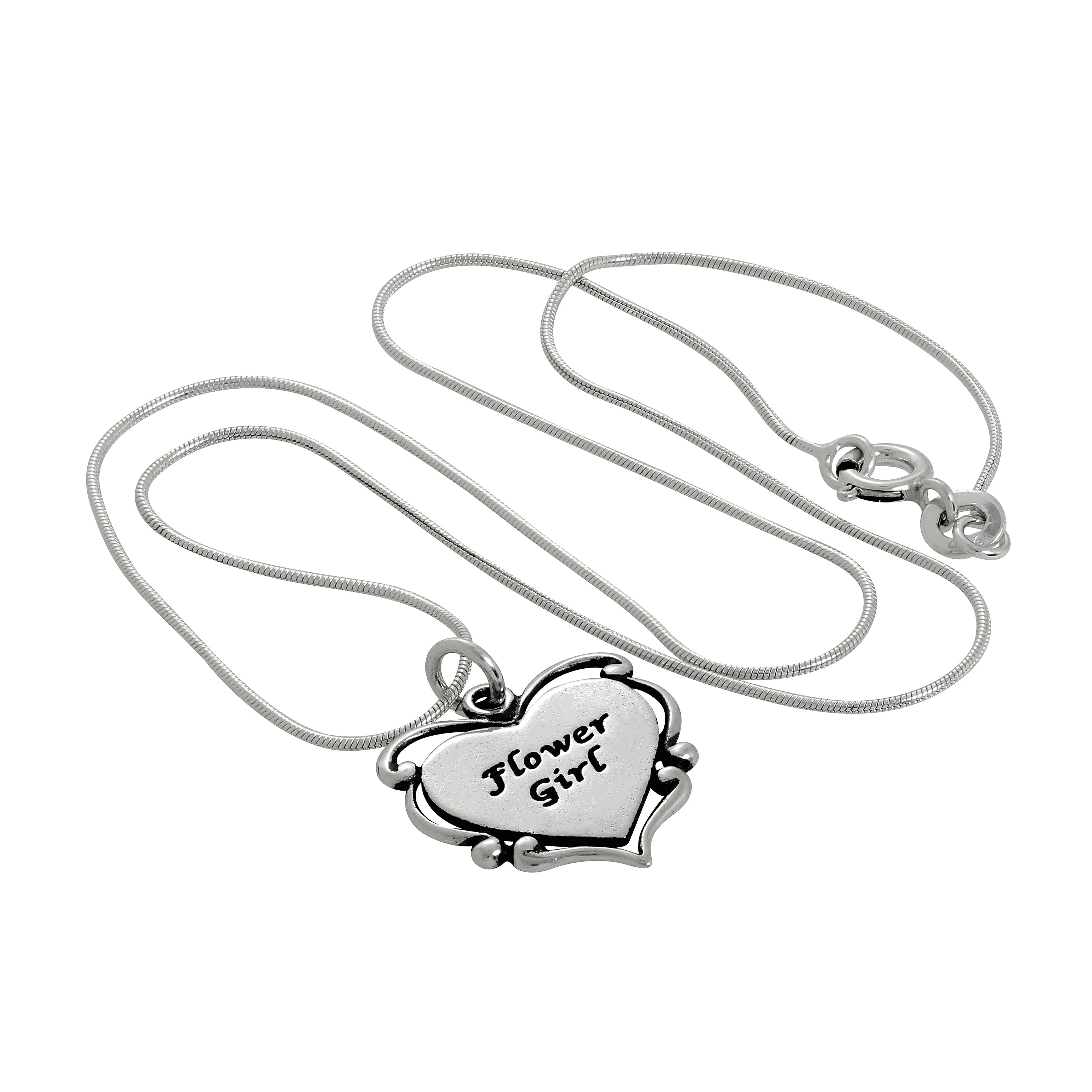 Halskette mit Blumenmädchen-Herzanhänger aus Sterlingsilber, 14–22 Zoll