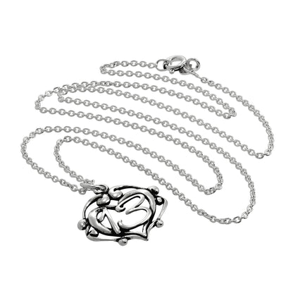 Halskette mit filigranem offenem Herzanhänger aus Sterlingsilber zum 13. Geburtstag 16–24 Zoll