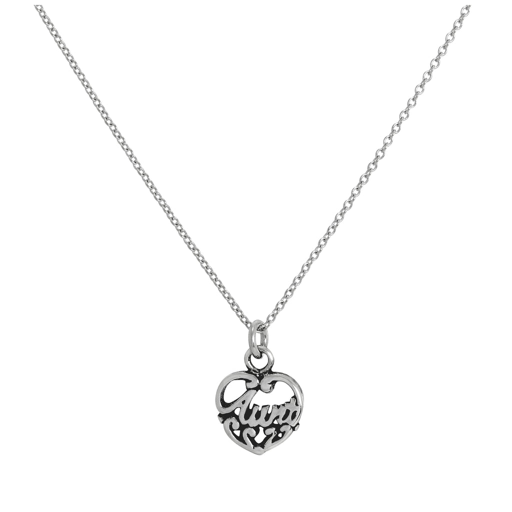 Halskette mit filigranem Herzanhänger aus Sterlingsilber „Aunt Love“ 16–32 Zoll