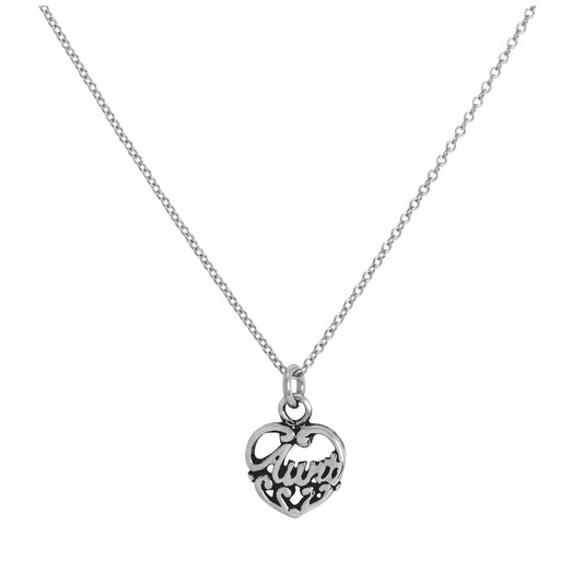 Halskette mit filigranem Herzanhänger aus Sterlingsilber „Aunt Love“ 16–32 Zoll