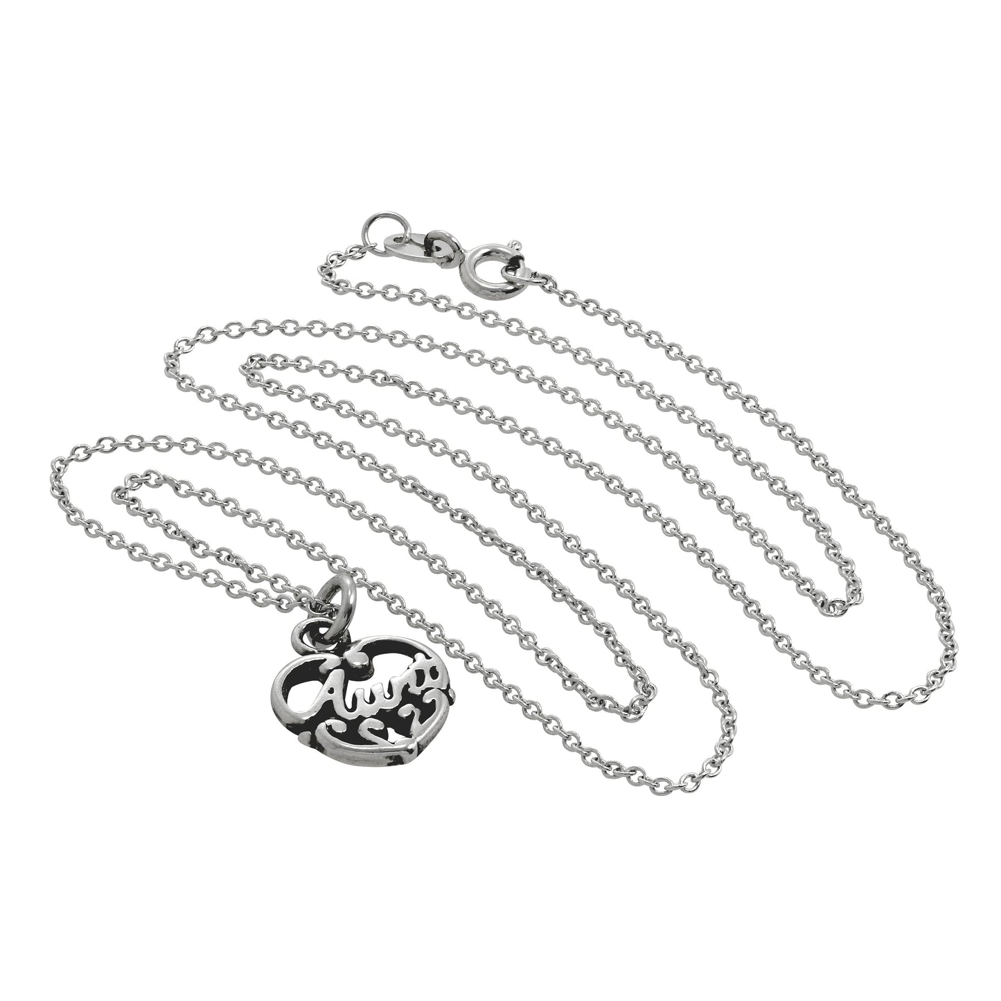 Halskette mit filigranem Herzanhänger aus Sterlingsilber „Aunt Love“ 16–32 Zoll
