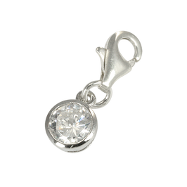  Sterlingsilber Rund Kristall Anhänger