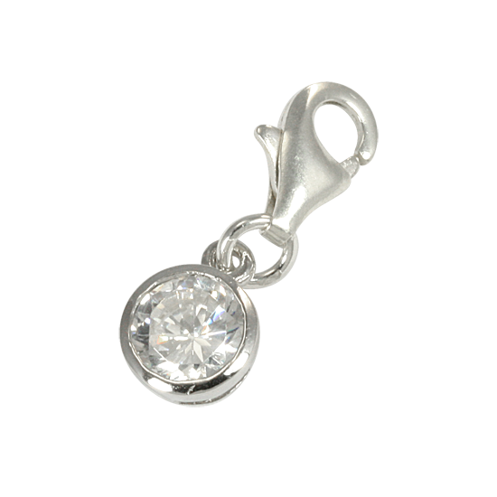  Sterlingsilber Rund Kristall Anhänger