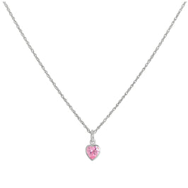 Halskette mit rosa Herzanhänger aus Sterlingsilber 14–22 Zoll