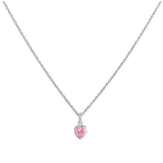 Halskette mit rosa Herzanhänger aus Sterlingsilber 14–22 Zoll