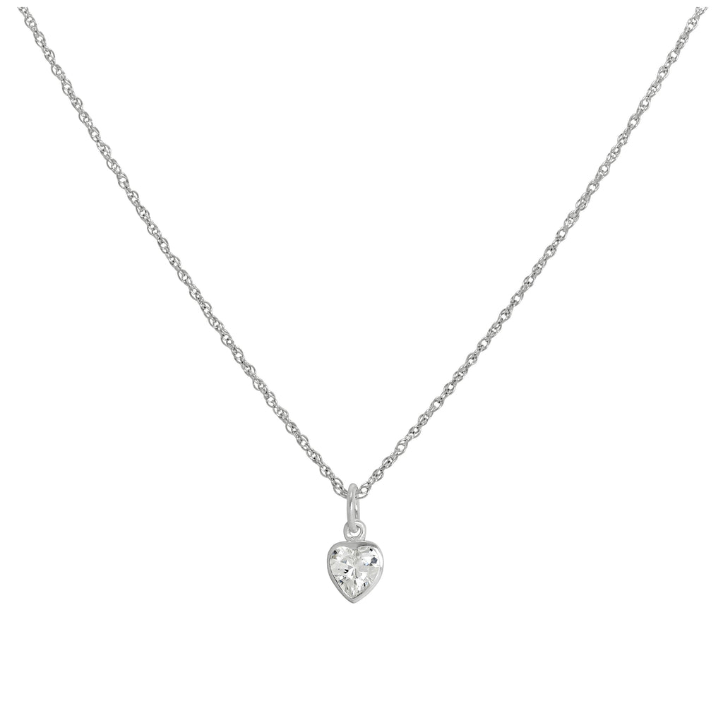 Sterlingsilber Herz Kristall Anhänger Halskette 35,5 - 56 cm