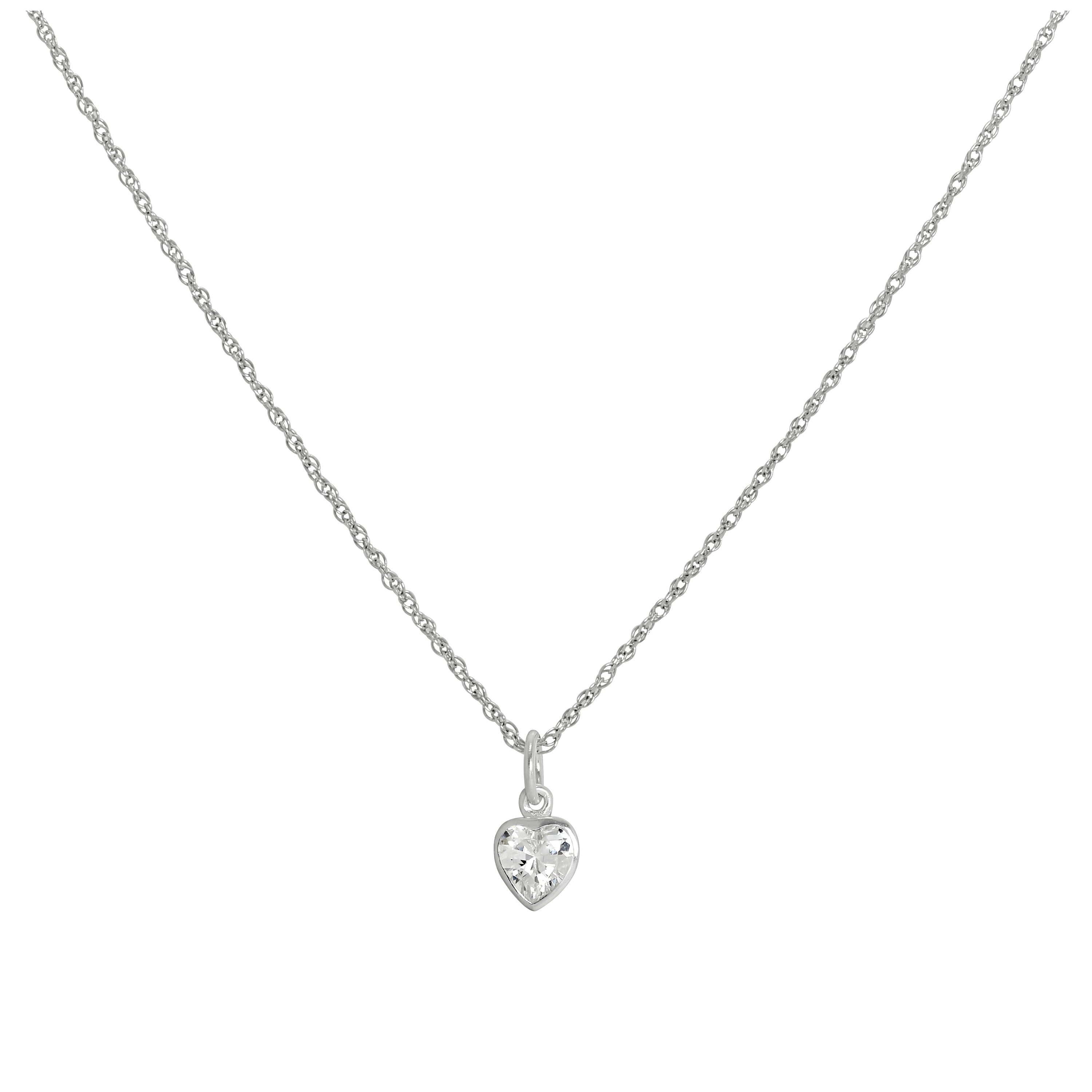 Sterlingsilber Herz Kristall Anhänger Halskette 35,5 - 56 cm
