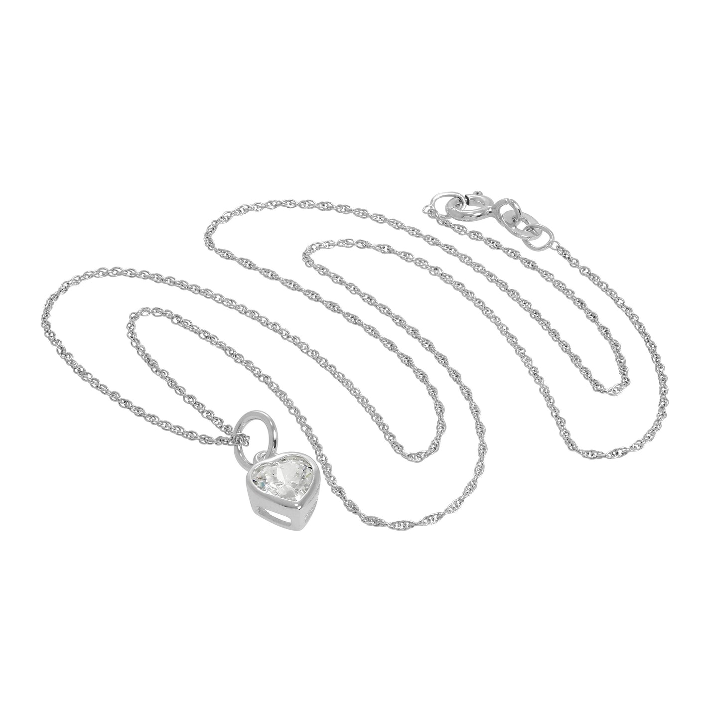 Sterlingsilber Herz Kristall Anhänger Halskette 35,5 - 56cm