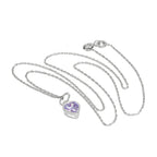Halskette mit violettem Herzanhänger aus Sterlingsilber und Kristall, 14–22 Zoll