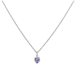 Halskette mit violettem Herzanhänger aus Sterlingsilber und Kristall, 14–22 Zoll