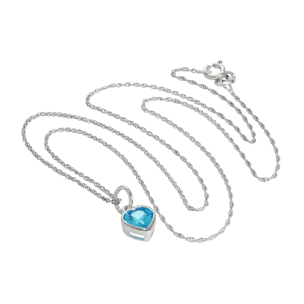 Sterlingsilber Blau Herz Kristall Anhänger Halskette 35,5 - 56 cm