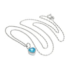 Sterlingsilber Blau Herz Kristall Anhänger Halskette 35,5 - 56 cm