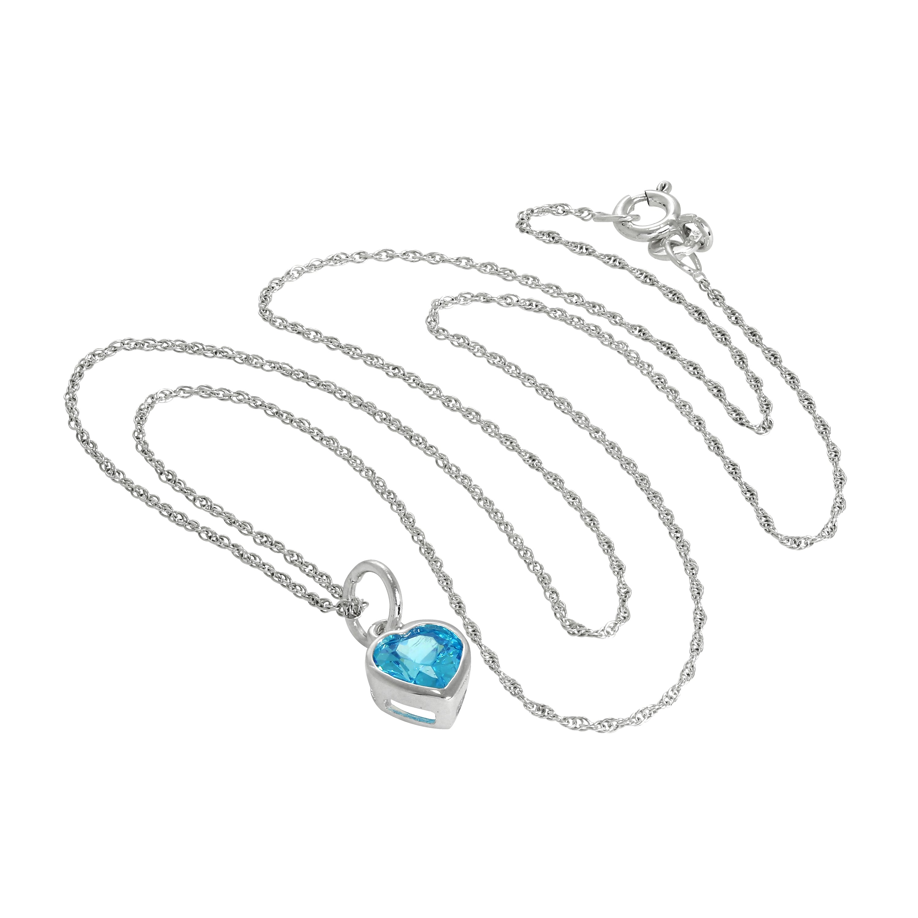 Sterlingsilber Blau Herz Kristall Anhänger Halskette 35,5 - 56 cm