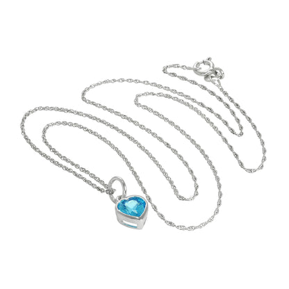 Sterlingsilber Blau Herz Kristall Anhänger Halskette 35,5 - 56cm