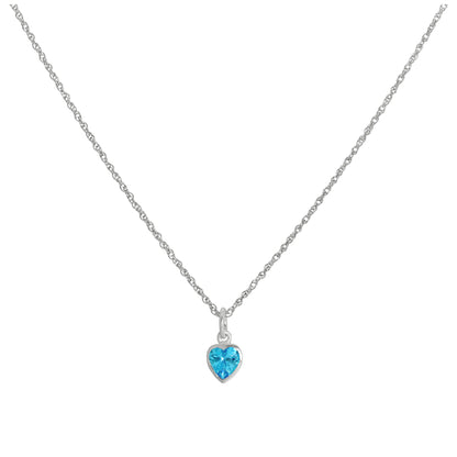 Sterlingsilber Blau Herz Kristall Anhänger Halskette 35,5 - 56cm