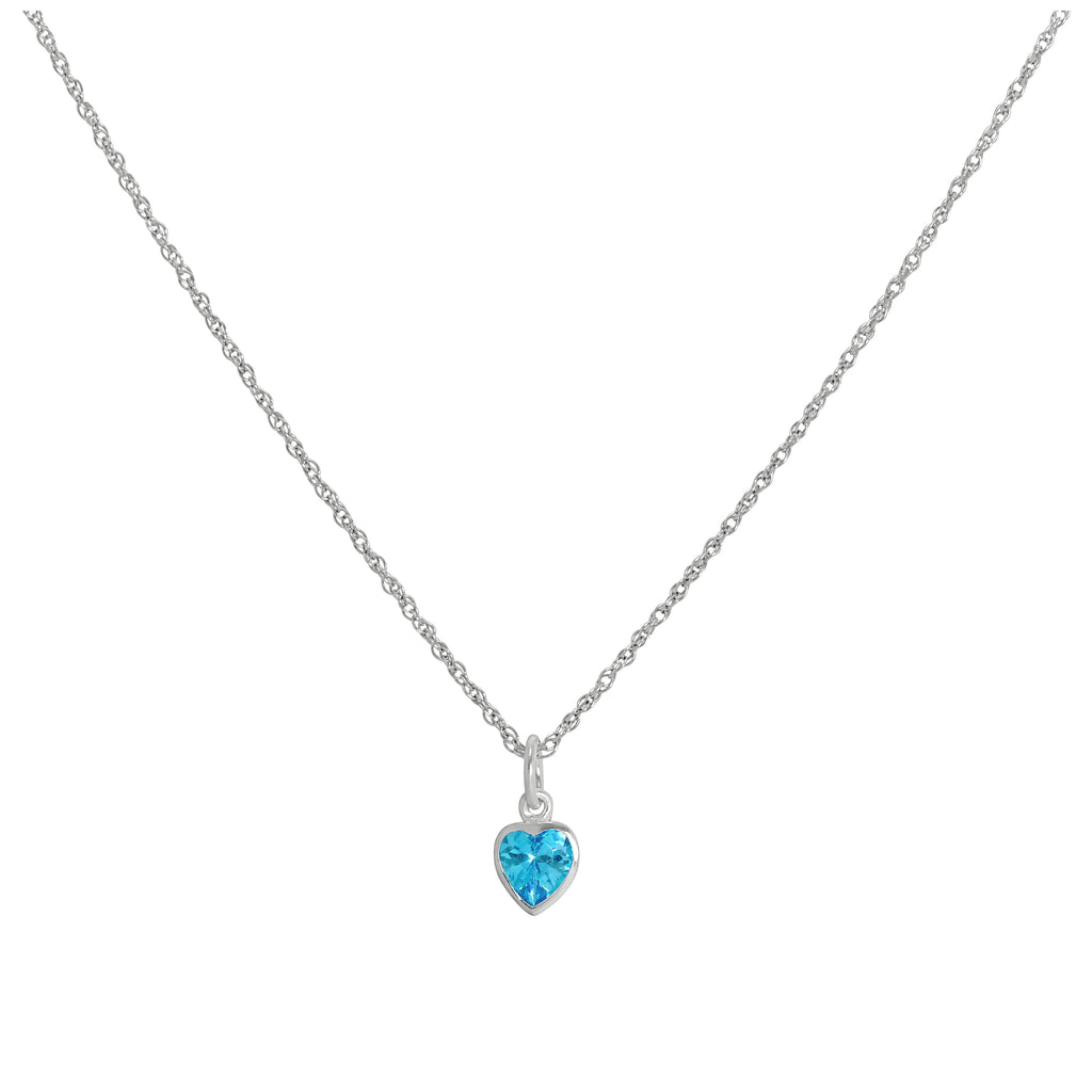 Sterlingsilber Blau Herz Kristall Anhänger Halskette 35,5 - 56 cm