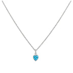 Sterlingsilber Blau Herz Kristall Anhänger Halskette 35,5 - 56 cm