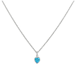 Sterlingsilber Blau Herz Kristall Anhänger Halskette 35,5 - 56 cm