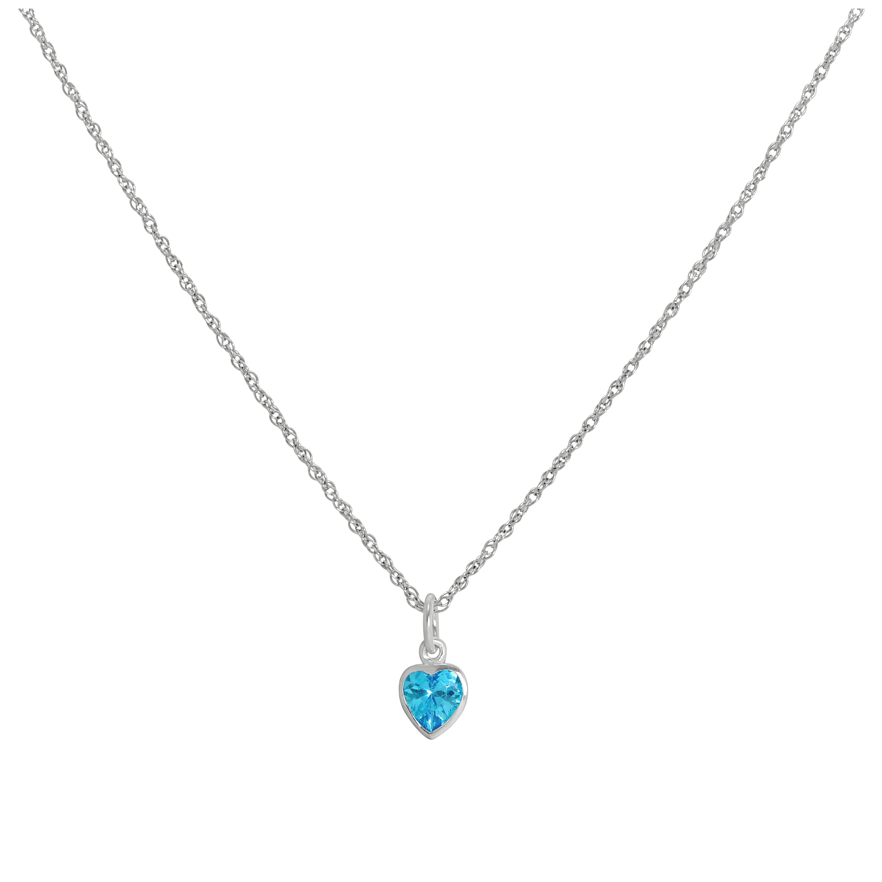 Sterlingsilber Blau Herz Kristall Anhänger Halskette 35,5 - 56 cm