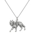 Halskette aus Sterlingsilber mit Wolf-Anhänger, 35 - 80 cm