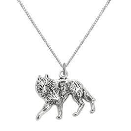 Halskette mit Wolf-Anhänger aus Sterlingsilber, 16–22 Zoll