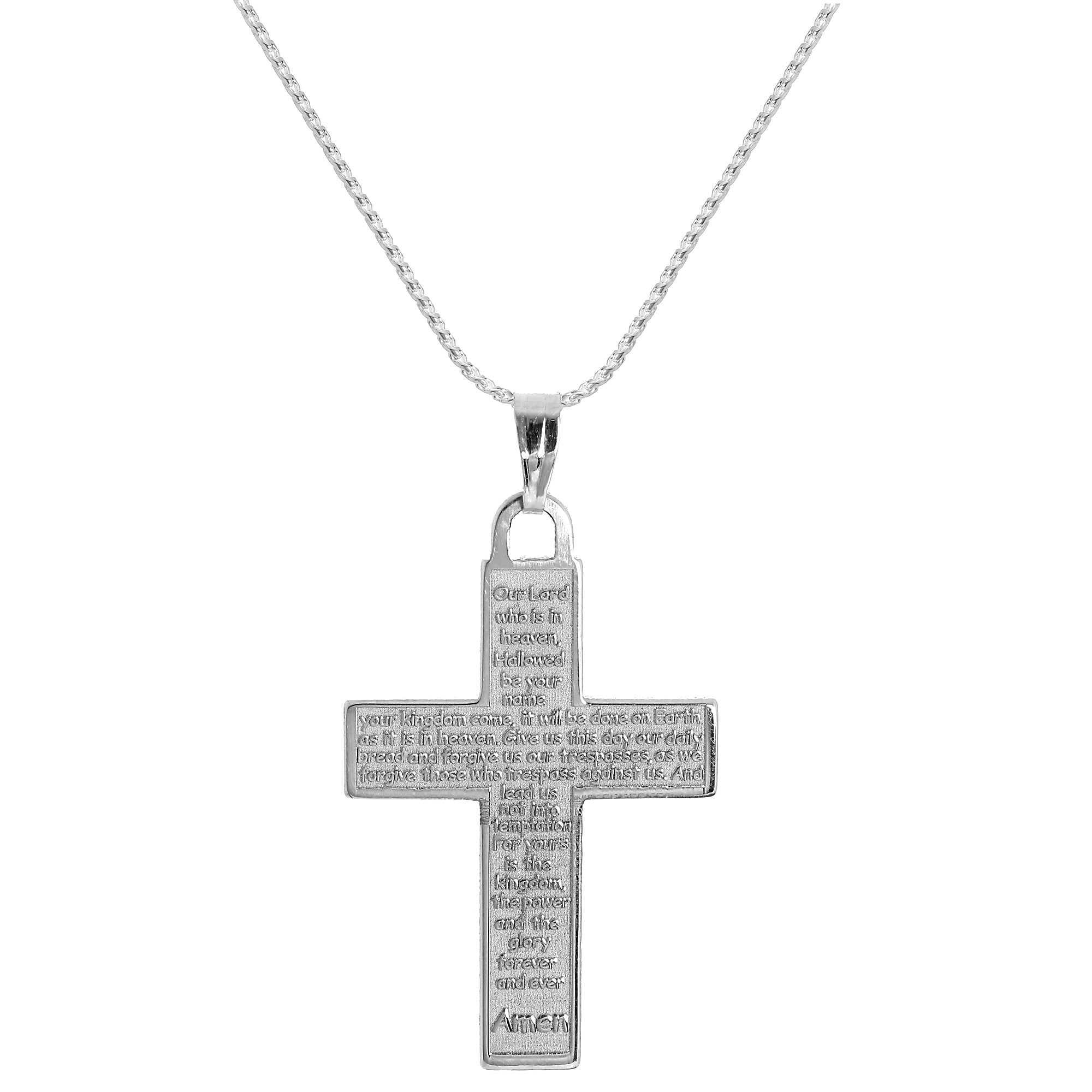 Halskette mit Kreuzanhänger aus Sterlingsilber und Vaterunser