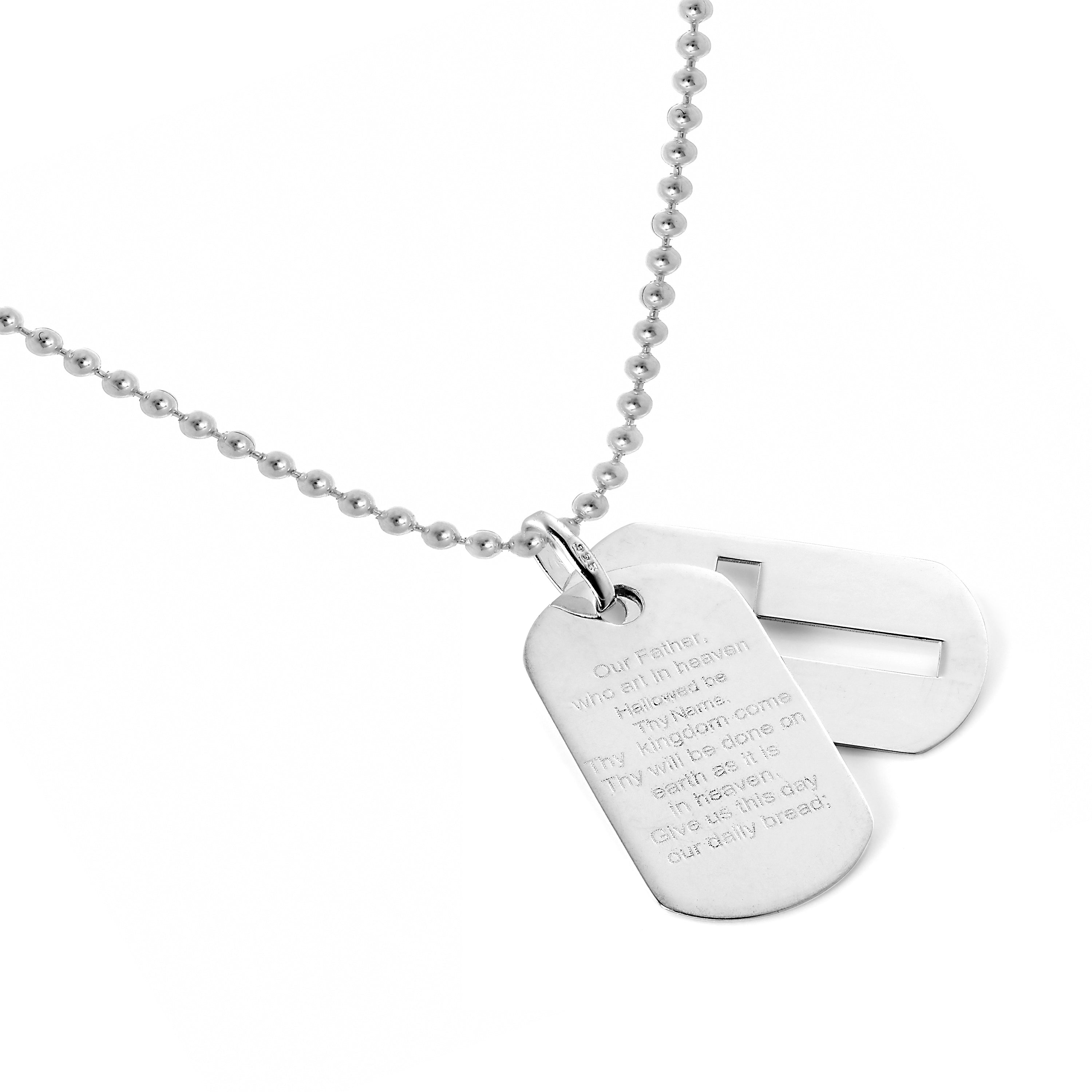 Halskette mit Anhänger aus Sterlingsilber mit Vaterunser und ausgeschnittenem Kreuz