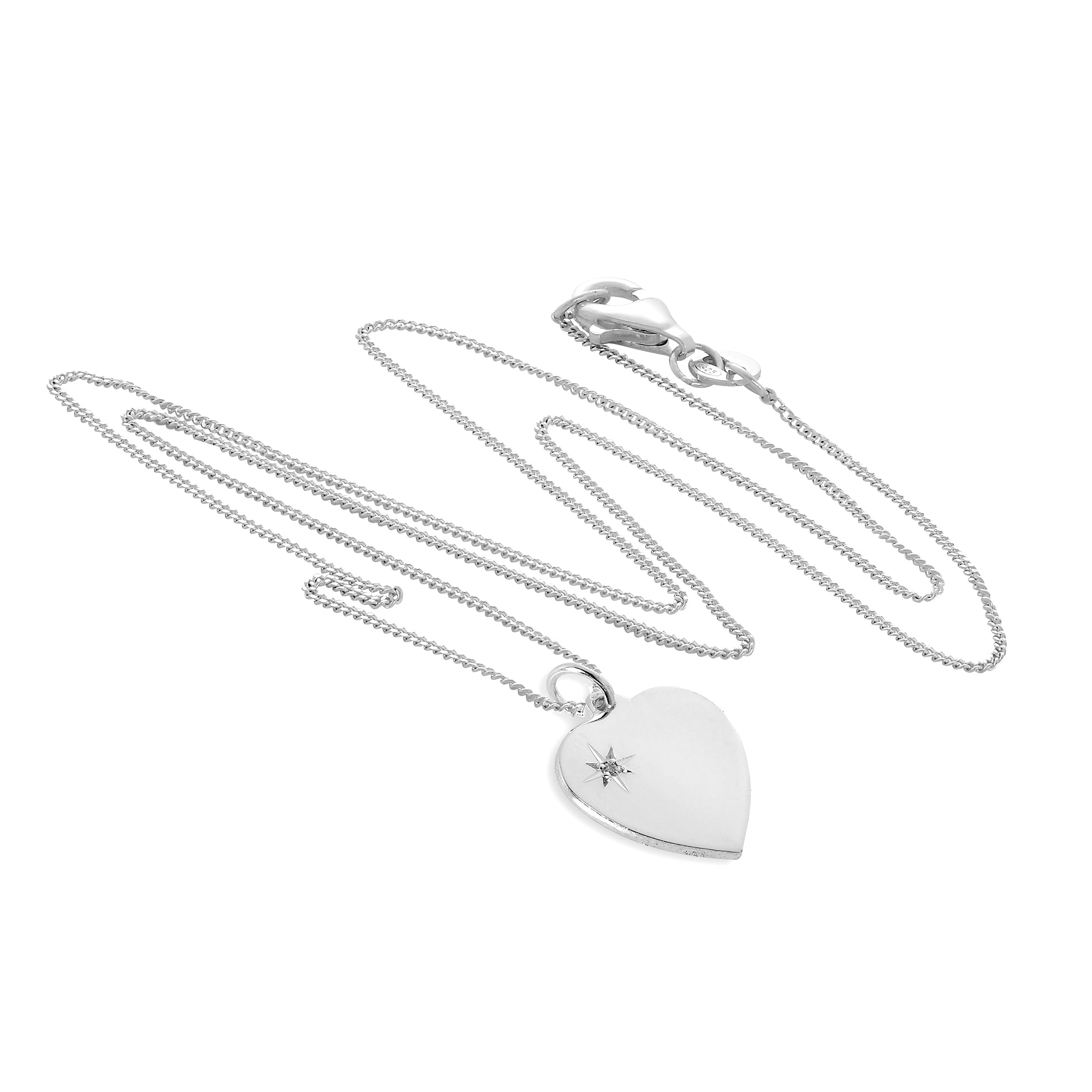 Halskette mit Anhänger aus Sterlingsilber und Diamanten, gravierbar