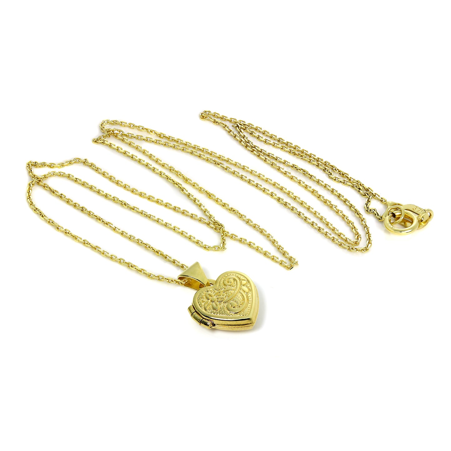 Kleines Medaillon aus 9 Karat Gold mit Gravur und Kette