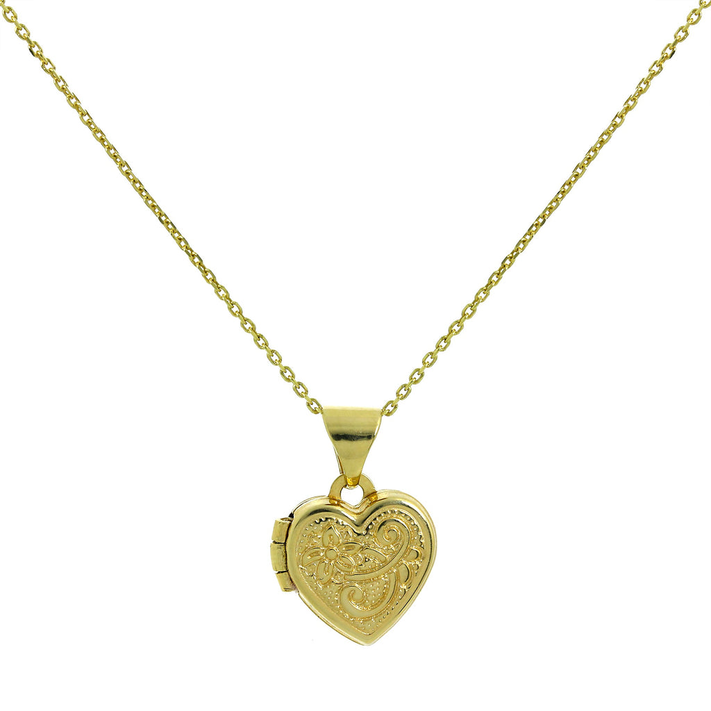 Kleines Medaillon aus 9 Karat Gold mit Gravur und Kette