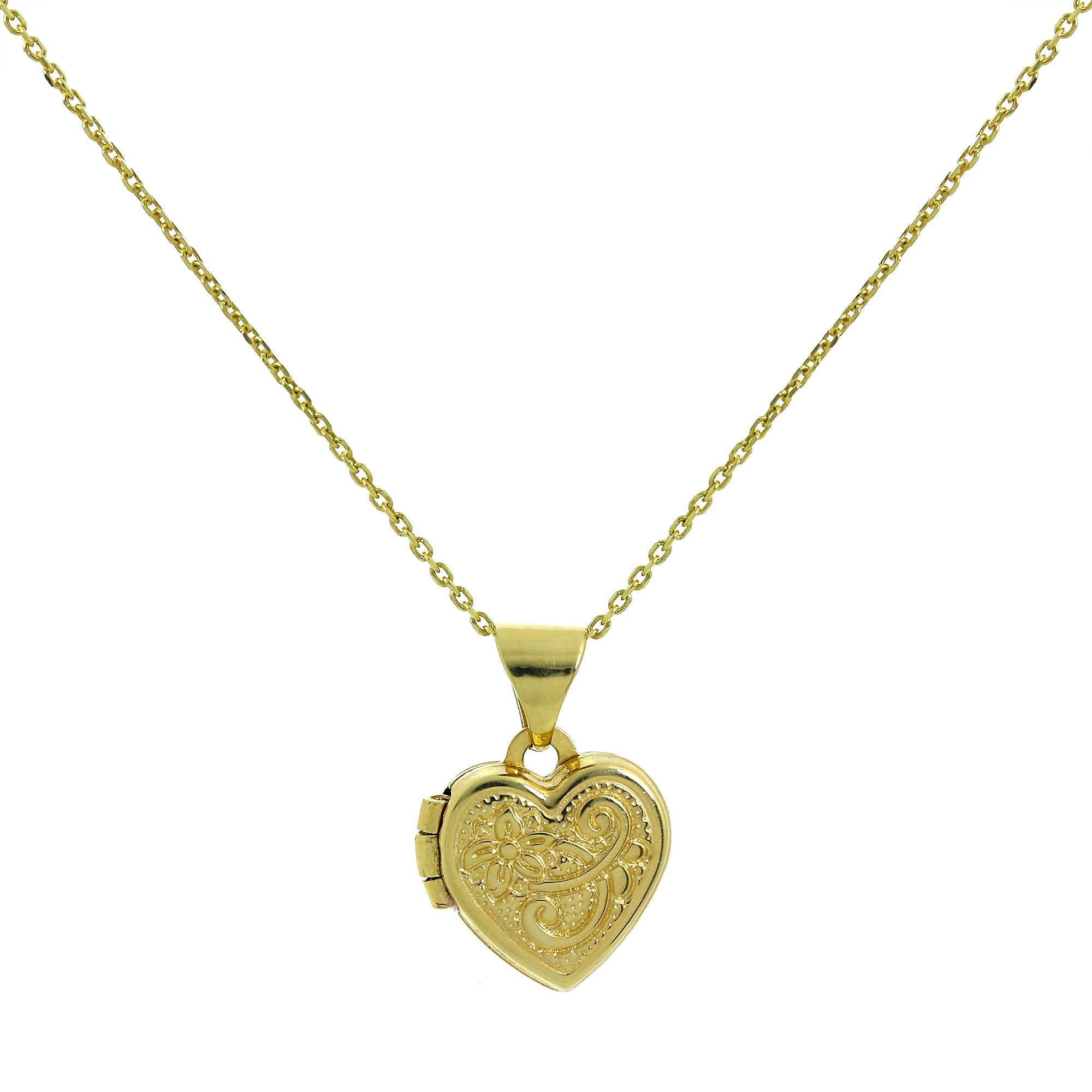 Kleines Medaillon aus 9 Karat Gold mit Gravur und Kette